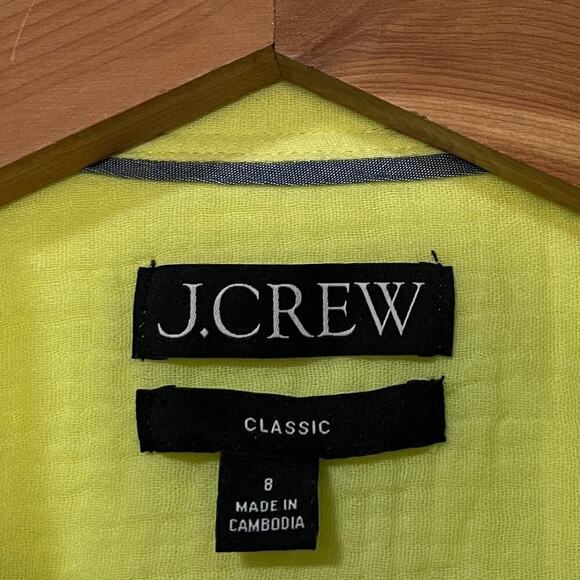 J. Crew Classic Double Gauze Button Up Shirt Size 8 Kiwi Green Lightweight Beach - Picture 6 of 8